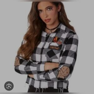 Spirit Halloween Trick R Treat crop flannel